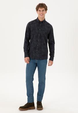 Erkek Koyu Yeşil Uzun Kollu Gömlek - 50293761023