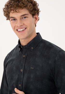 Erkek Koyu Yeşil Uzun Kollu Gömlek - 50293761023