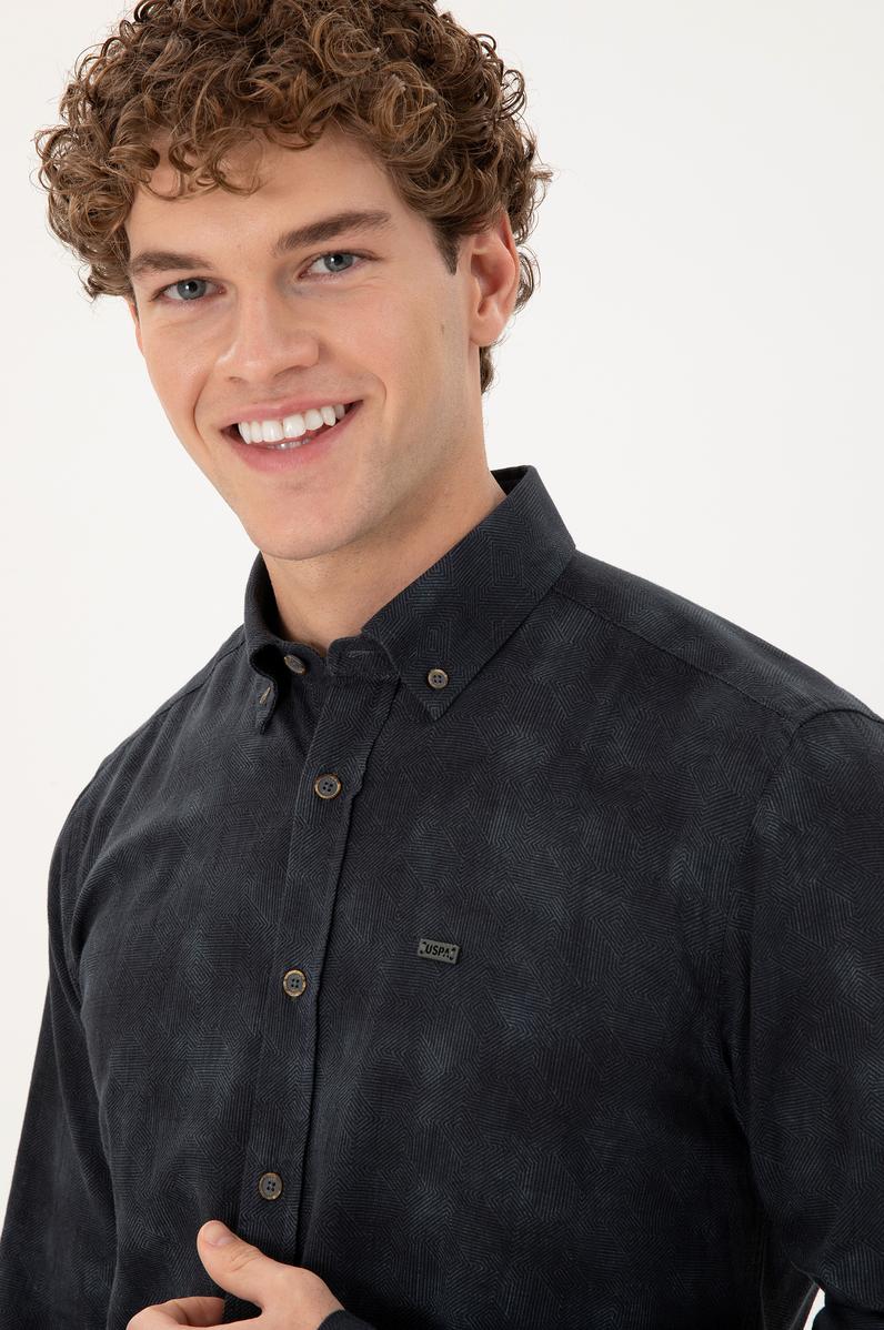 Erkek Koyu Yeşil Uzun Kollu Gömlek