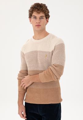 Erkek Slim Fit Bisiklet Yaka Camel Kazak - 50293017003