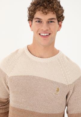 Erkek Slim Fit Bisiklet Yaka Camel Kazak - 50293017003