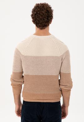 Erkek Slim Fit Bisiklet Yaka Camel Kazak - 50293017003