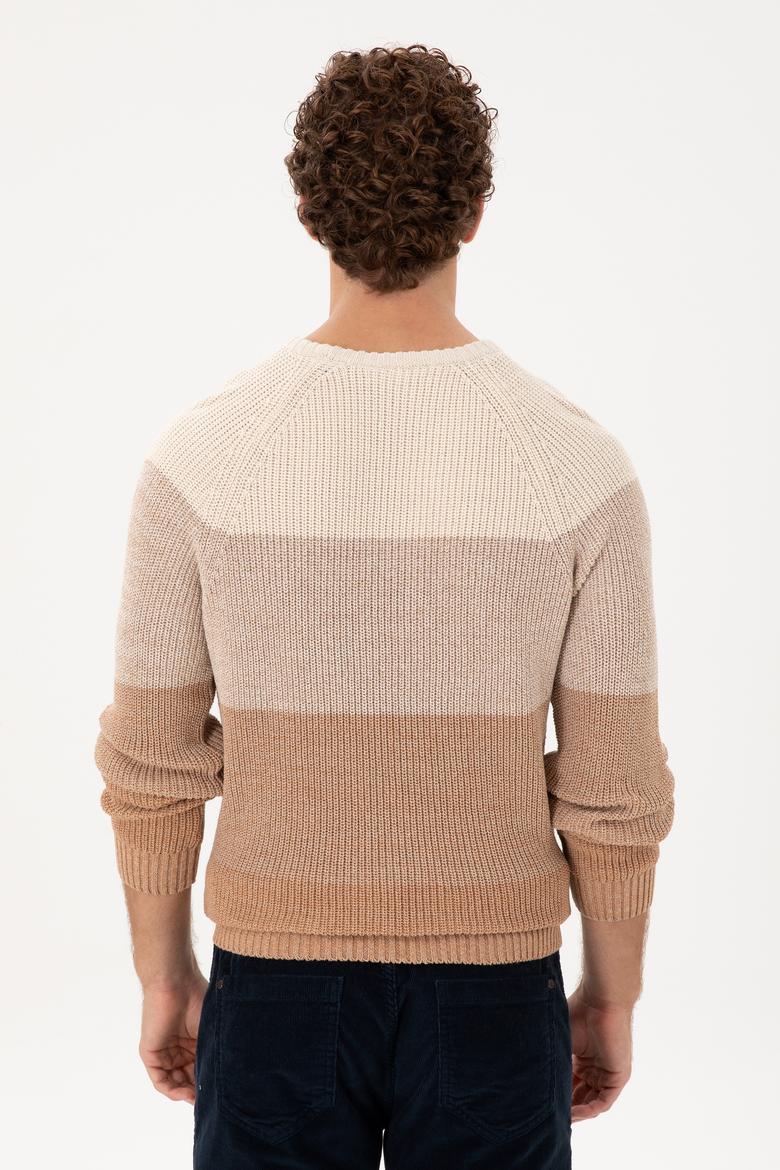 Erkek Slim Fit Bisiklet Yaka Camel Kazak - 50293017003