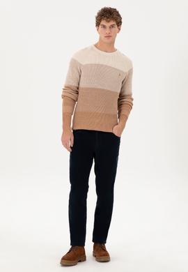Erkek Slim Fit Bisiklet Yaka Camel Kazak - 50293017003