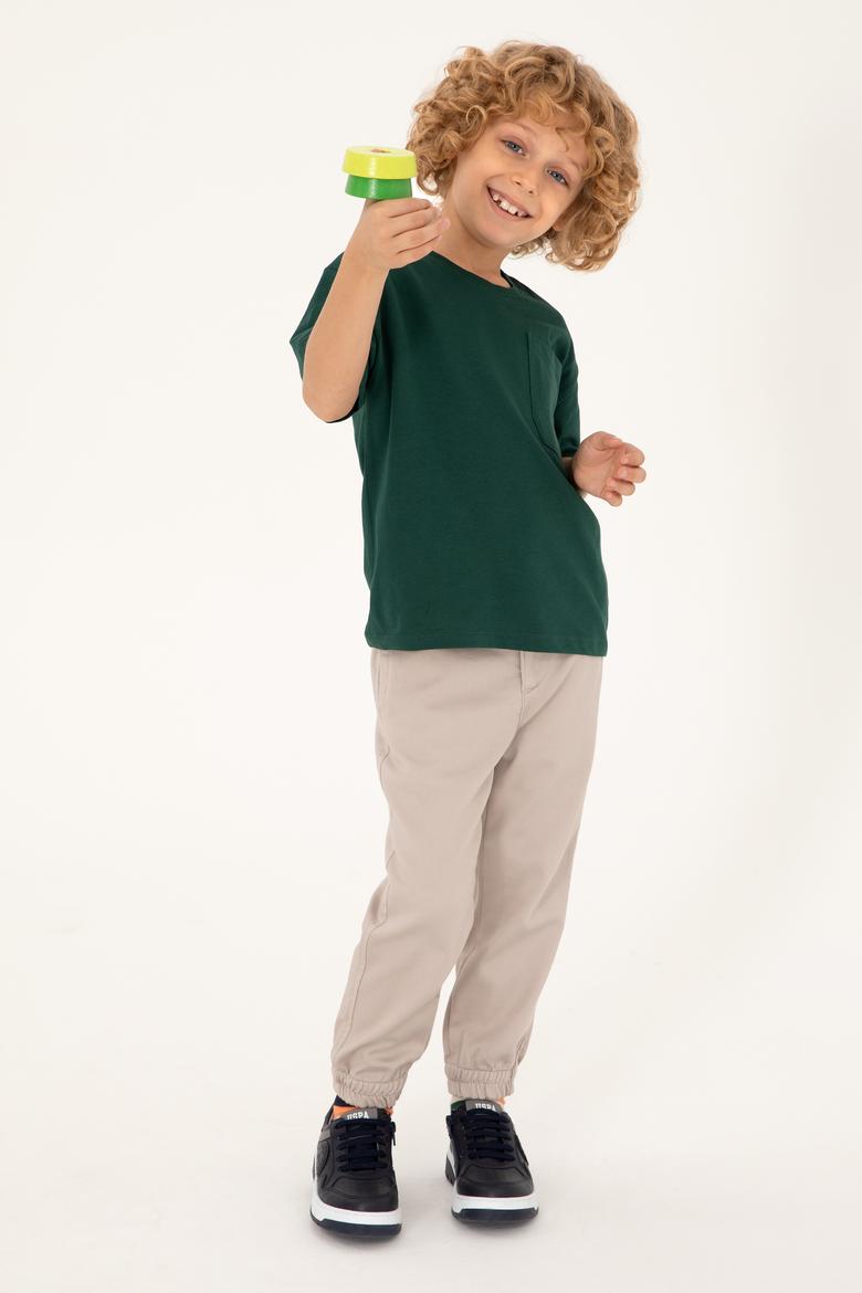 Erkek Çocuk Koyu Yeşil Bisiklet Yaka Tişört - 50295428083