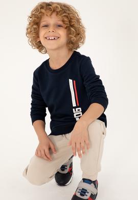 Erkek Çocuk Lacivert Bisiklet Yaka Sweatshirt - 50293546014