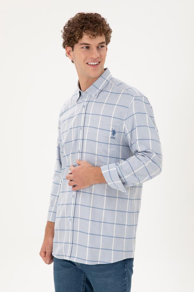 Erkek Saks Uzun Kollu Gömlek