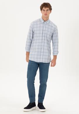 Erkek Saks Uzun Kollu Gömlek - 50290277016