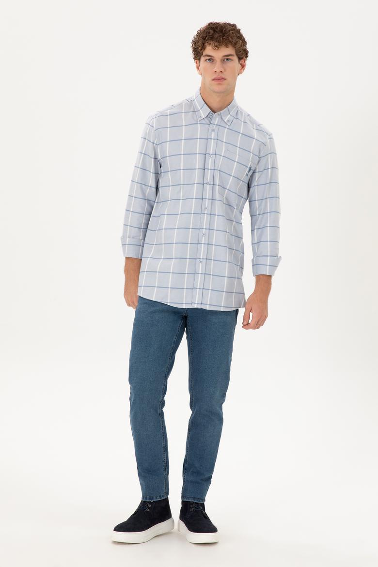 Erkek Saks Uzun Kollu Gömlek - 50290277016