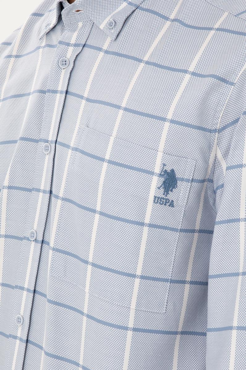 Erkek Saks Uzun Kollu Gömlek