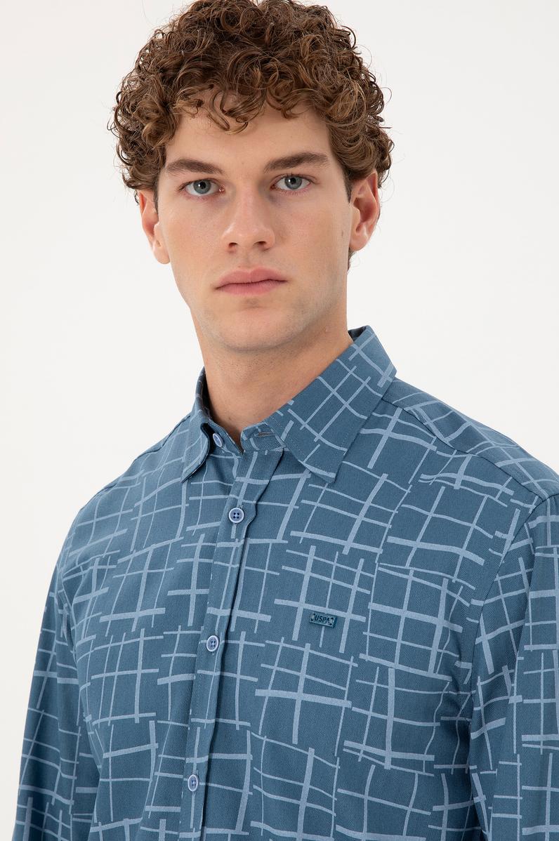 Erkek Açık Mavi Uzun Kollu Gömlek