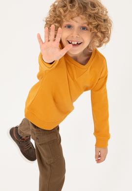 Erkek Çocuk Hardal Basic Bisiklet Yaka Sweatshirt - 50295151081