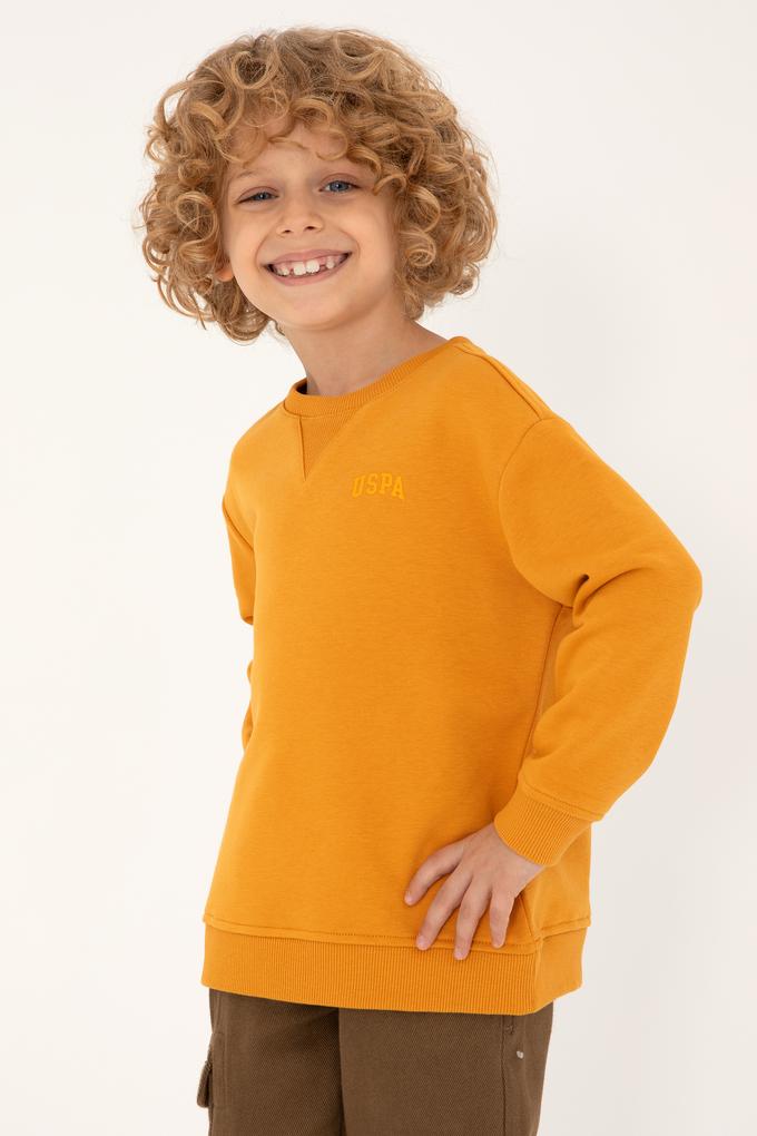 Erkek Çocuk Hardal Basic Bisiklet Yaka Sweatshirt