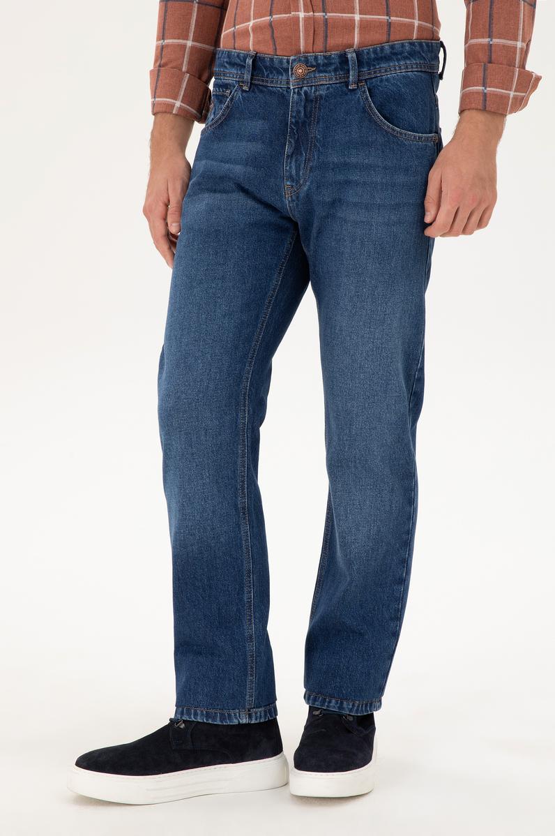 Erkek Mavi Straight Fit Jean Pantolon