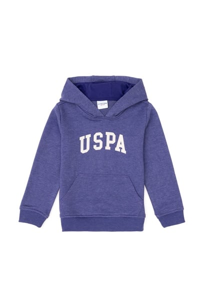 Erkek Çocuk Mor Basic Kapüşonlu Sweatshirt
