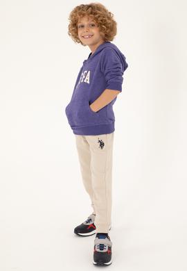 Erkek Çocuk Mor Basic Kapüşonlu Sweatshirt - 50293614040