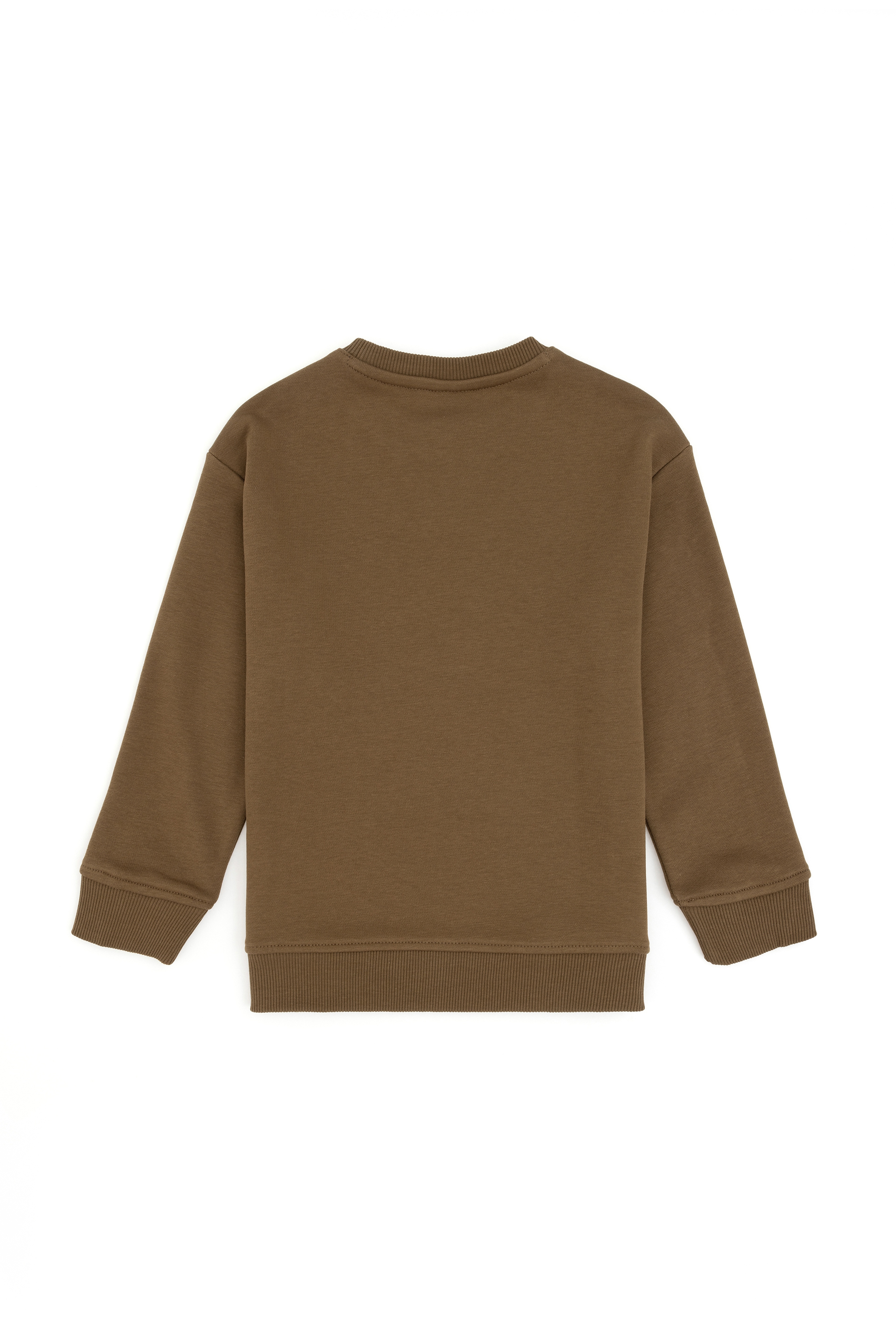 Erkek Çocuk Haki Basic Bisiklet Yaka Sweatshirt - Image 4