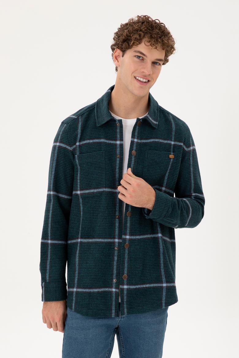 Erkek Koyu Yeşil Uzun Kollu Gömlek