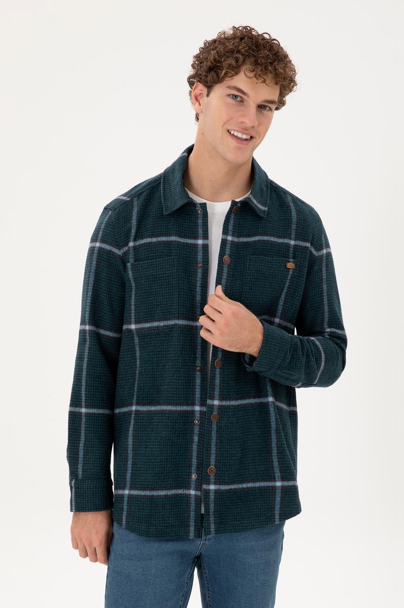 Erkek Koyu Yeşil Uzun Kollu Gömlek