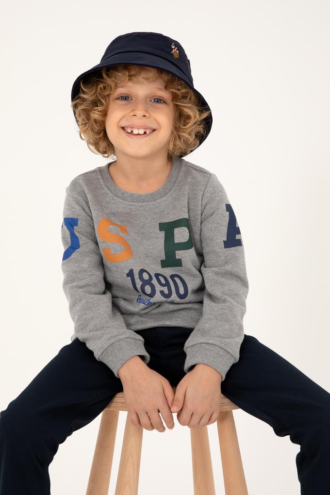 Erkek Çocuk Gri Melanj Bisiklet Yaka Sweathsirt