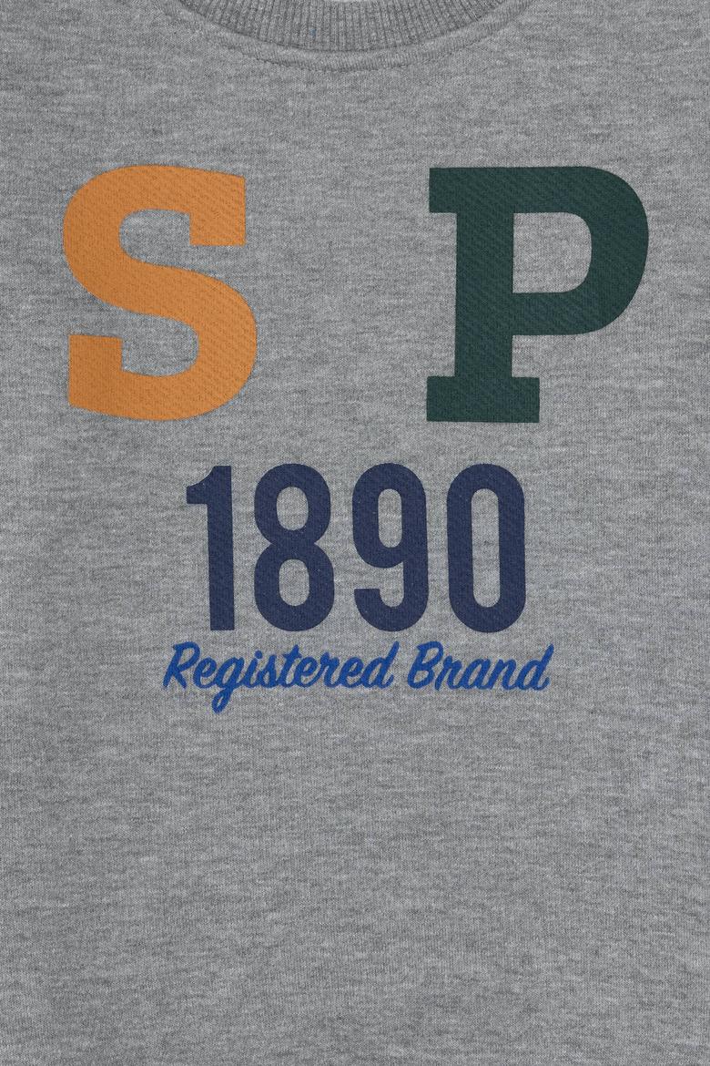 Erkek Çocuk Gri Melanj Bisiklet Yaka Sweathsirt - 50293497012