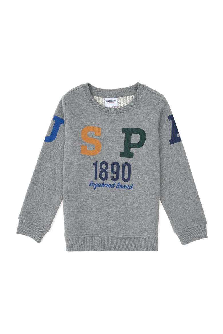 Erkek Çocuk Gri Melanj Bisiklet Yaka Sweathsirt - 50293497012