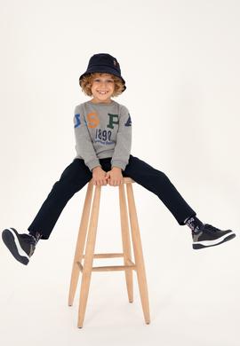 Erkek Çocuk Gri Melanj Bisiklet Yaka Sweathsirt - 50293497012