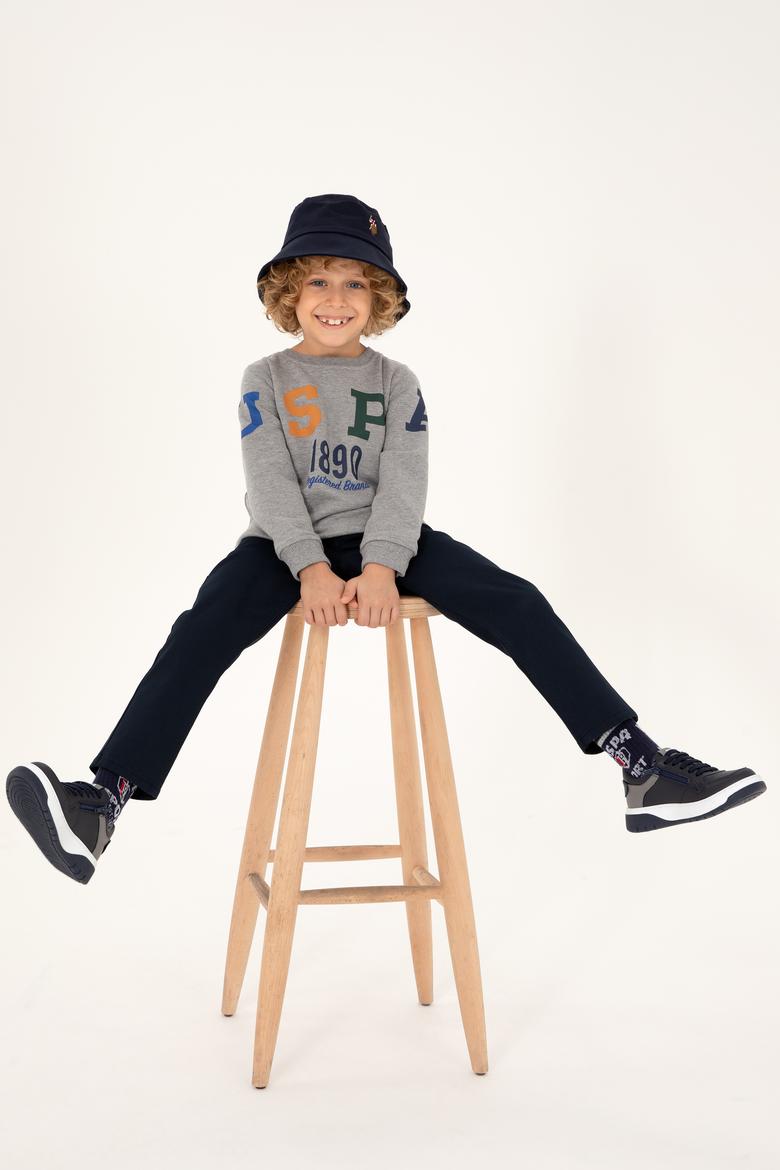 Erkek Çocuk Gri Melanj Bisiklet Yaka Sweathsirt - 50293497012