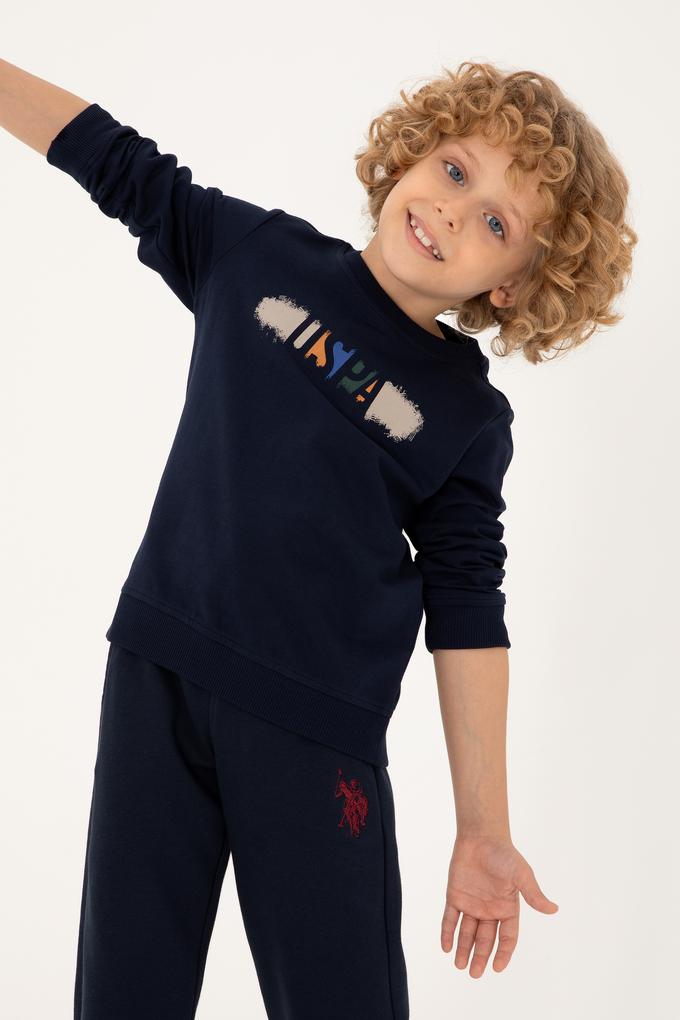 Erkek Çocuk Lacivert Bisiklet Yaka Sweatshirt