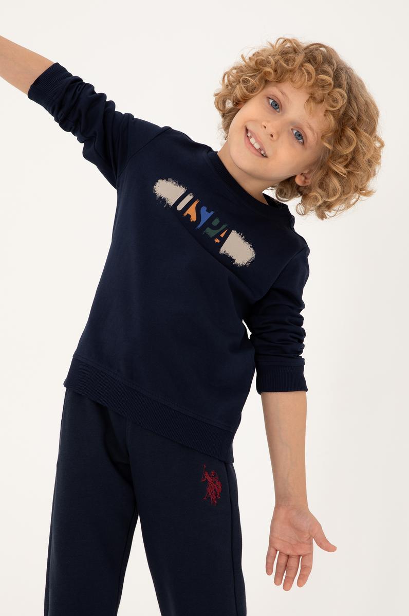 Erkek Çocuk Lacivert Bisiklet Yaka Sweatshirt