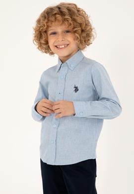 Erkek Çocuk Açık Mavi Uzun Kollu Basic Gömlek - 50297386008