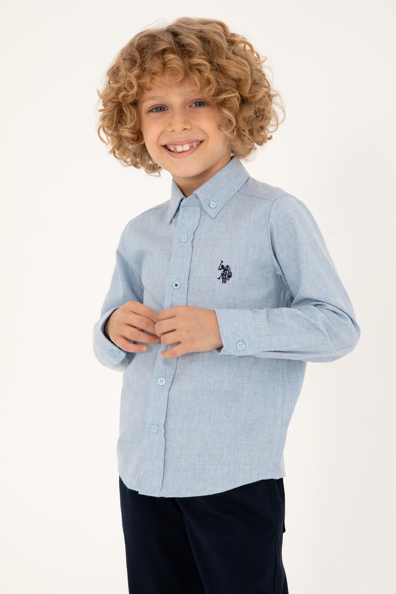 Erkek Çocuk Açık Mavi Uzun Kollu Basic Gömlek
