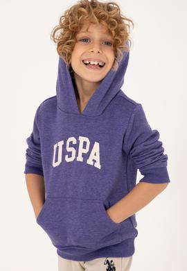 Erkek Çocuk Mor Basic Kapüşonlu Sweatshirt - 50293614040