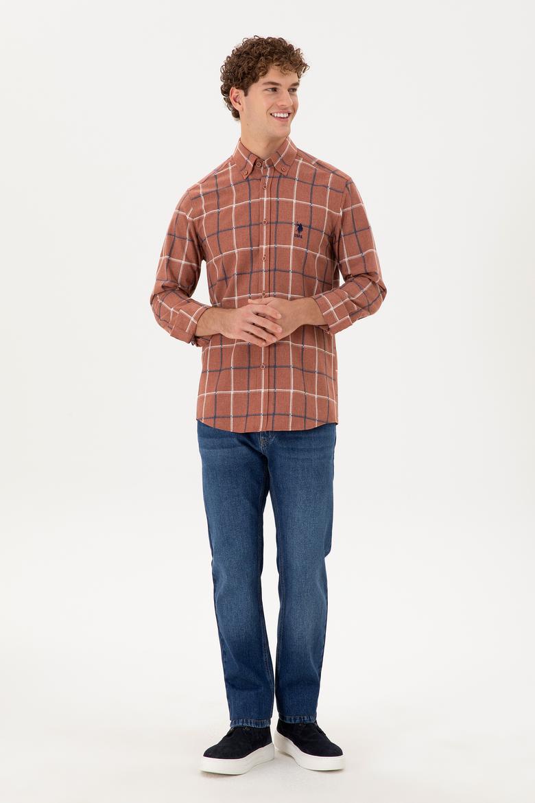 Erkek Kiremit Uzun Kollu Gömlek - 50296535016