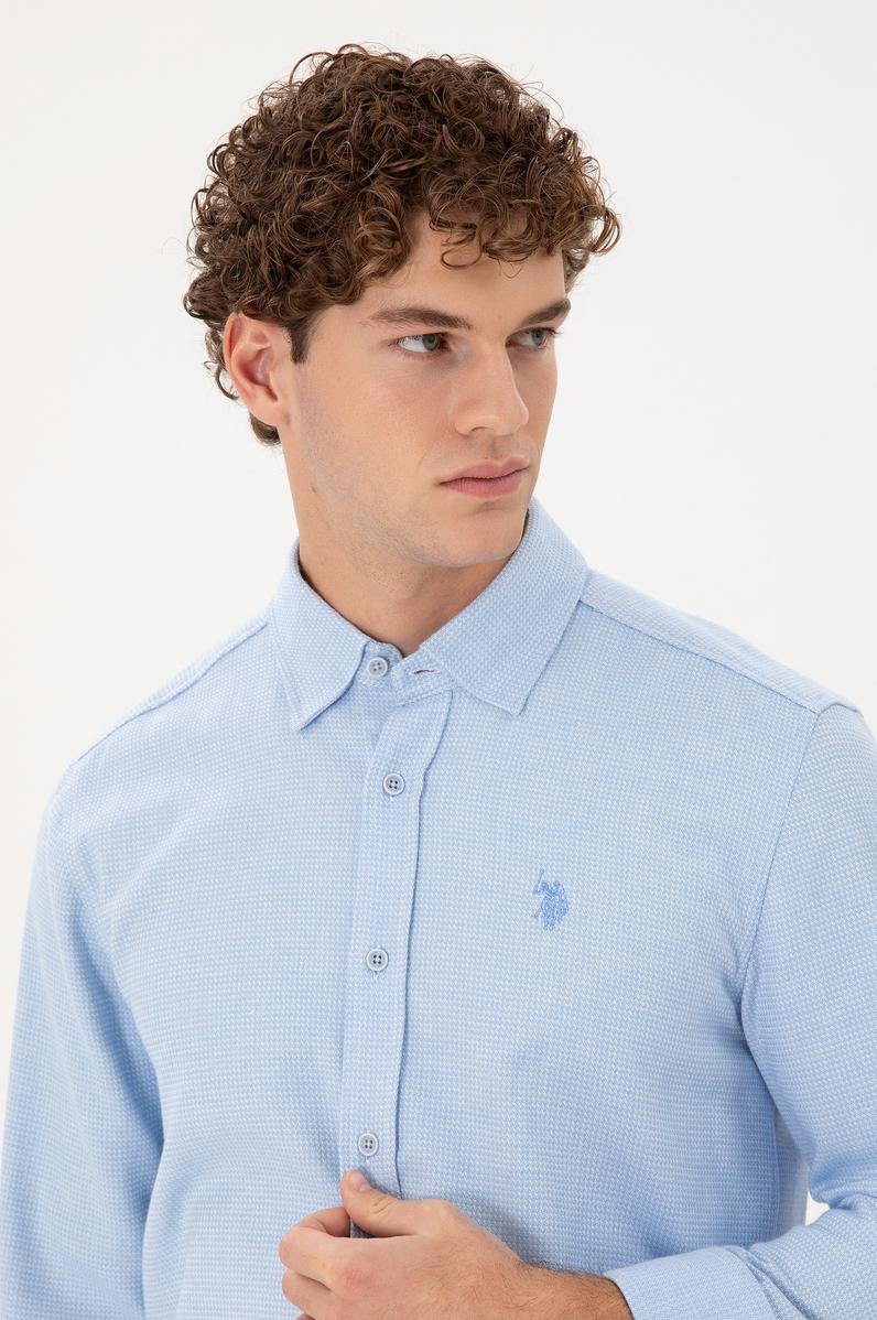 Erkek Açık Mavi Uzun Kollu Gömlek