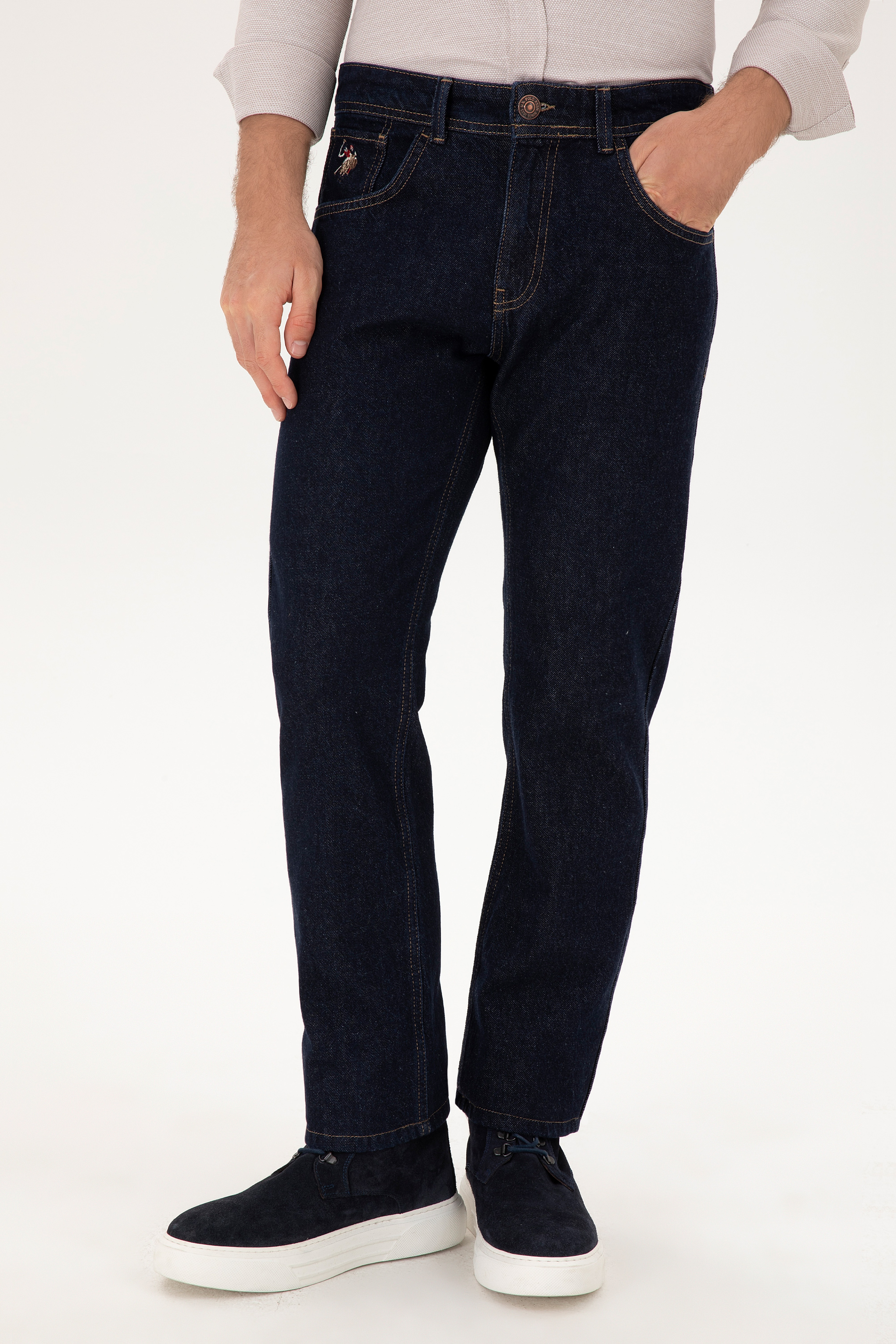 Erkek Lacivert Straight Fit Jean Pantolon - Image 2