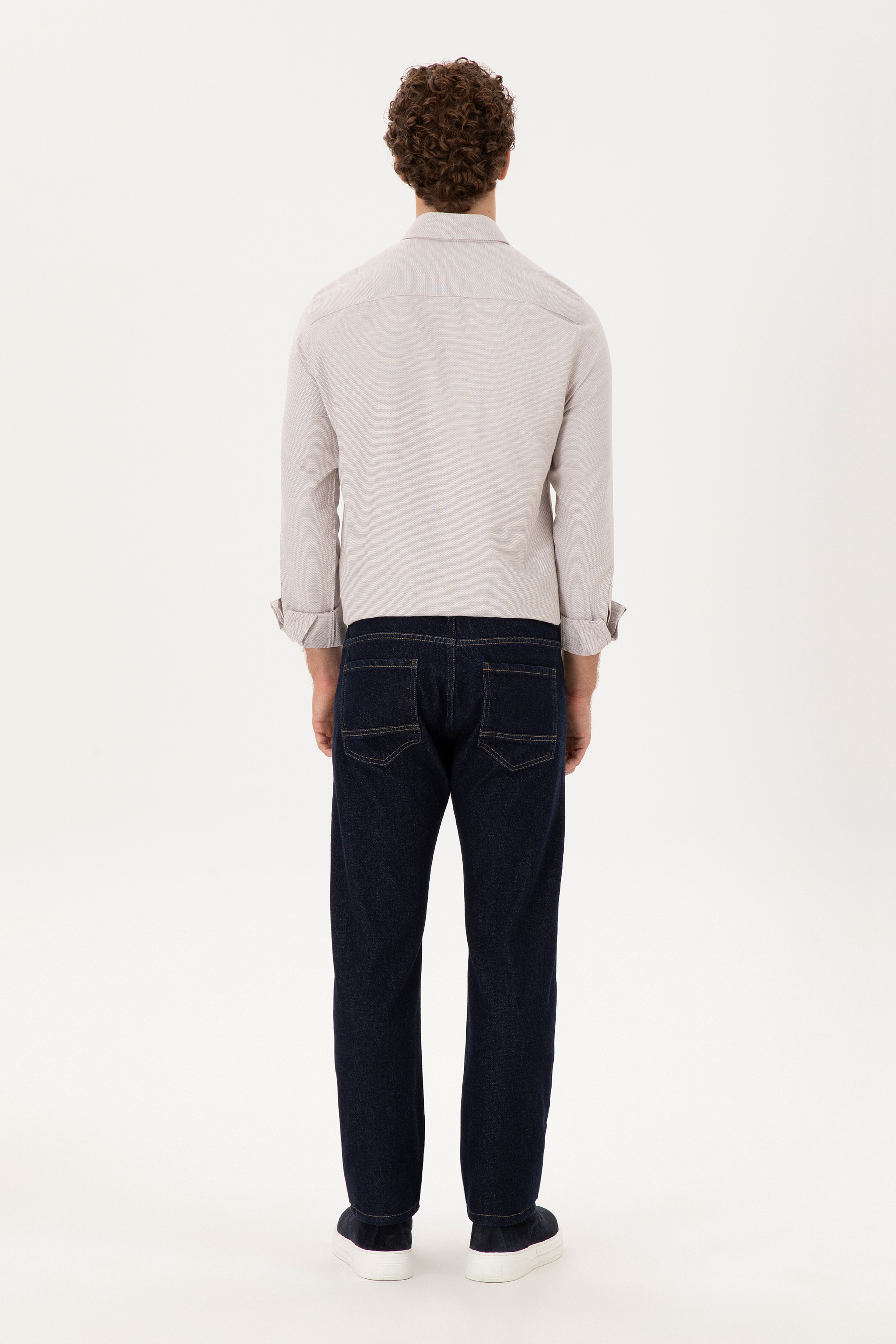 Erkek Lacivert Straight Fit Jean Pantolon - Image 4