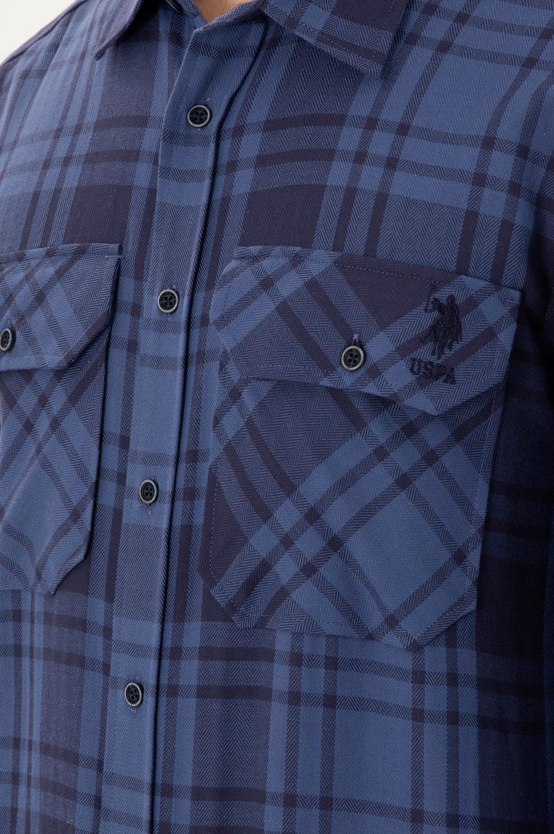 Erkek İndigo Uzun Kollu Gömlek