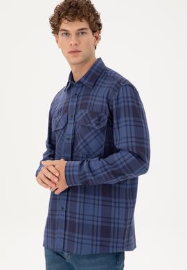 Erkek İndigo Uzun Kollu Gömlek - 50290276006