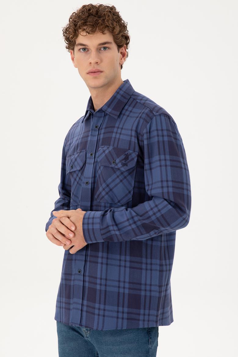 Erkek İndigo Uzun Kollu Gömlek - 50290276006
