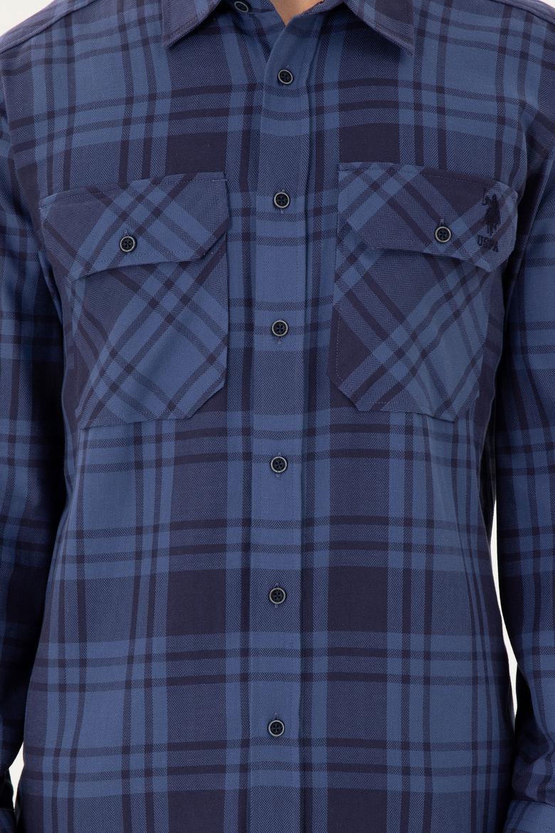 Erkek İndigo Uzun Kollu Gömlek - 50290276006