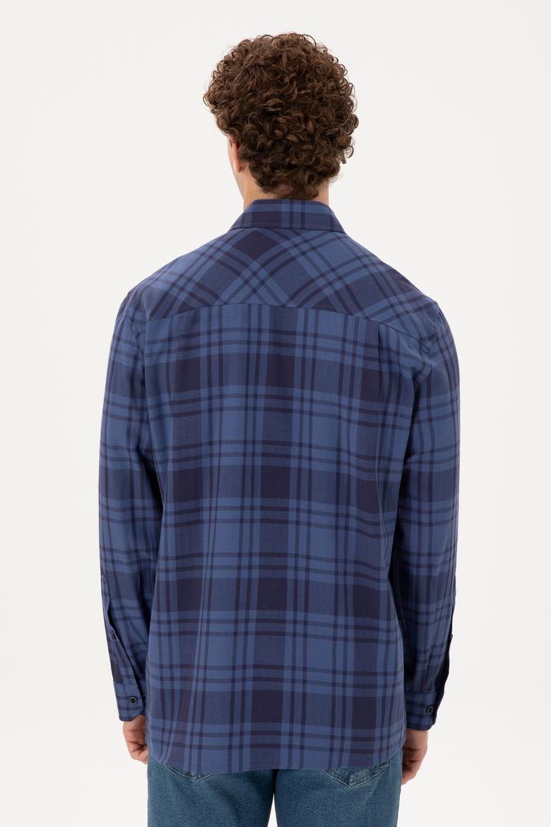 Erkek İndigo Uzun Kollu Gömlek - 50290276006