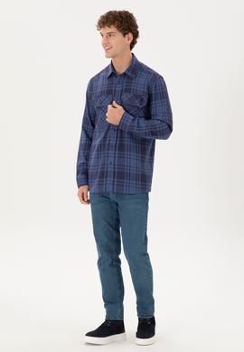 Erkek İndigo Uzun Kollu Gömlek - 50290276006