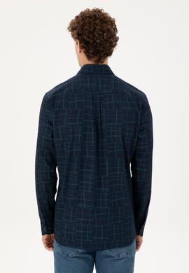 Erkek Koyu Yeşil Uzun Kollu Gömlek - 50291236007