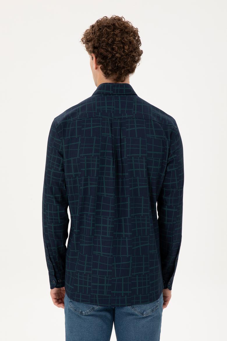 Erkek Koyu Yeşil Uzun Kollu Gömlek - 50291236007