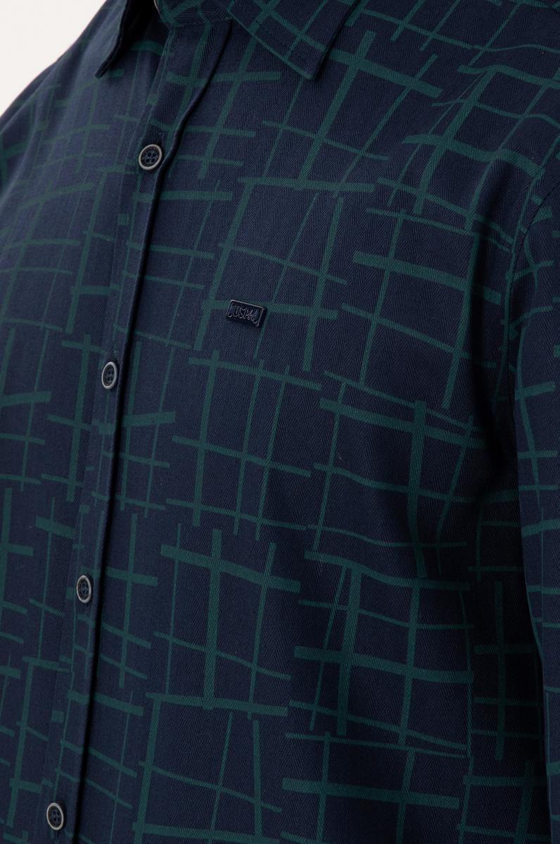 Erkek Koyu Yeşil Uzun Kollu Gömlek