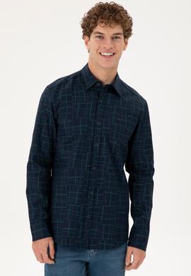 Erkek Koyu Yeşil Uzun Kollu Gömlek - 50291236007