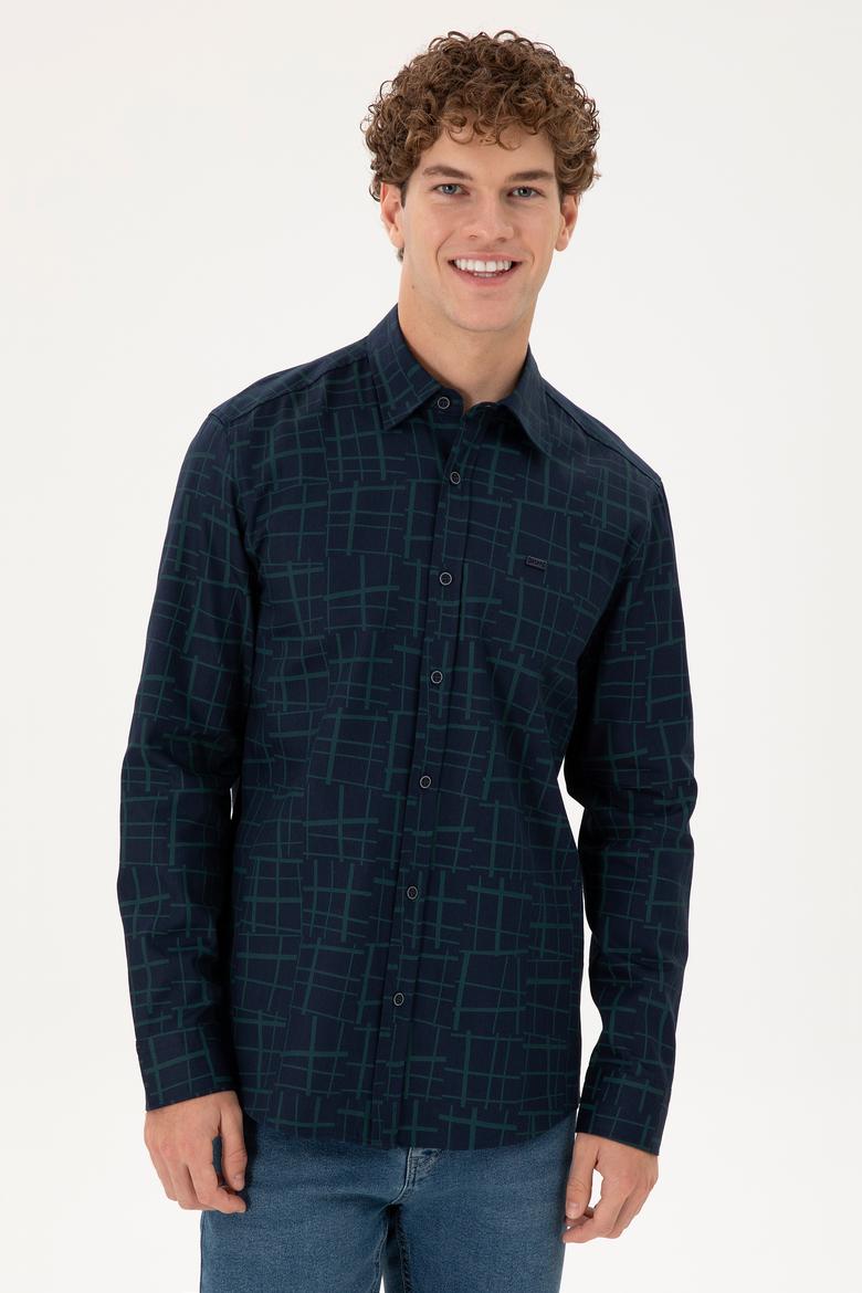 Erkek Koyu Yeşil Uzun Kollu Gömlek - 50291236007