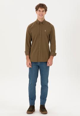 Erkek Haki Uzun Kollu Gömlek - 50292088015