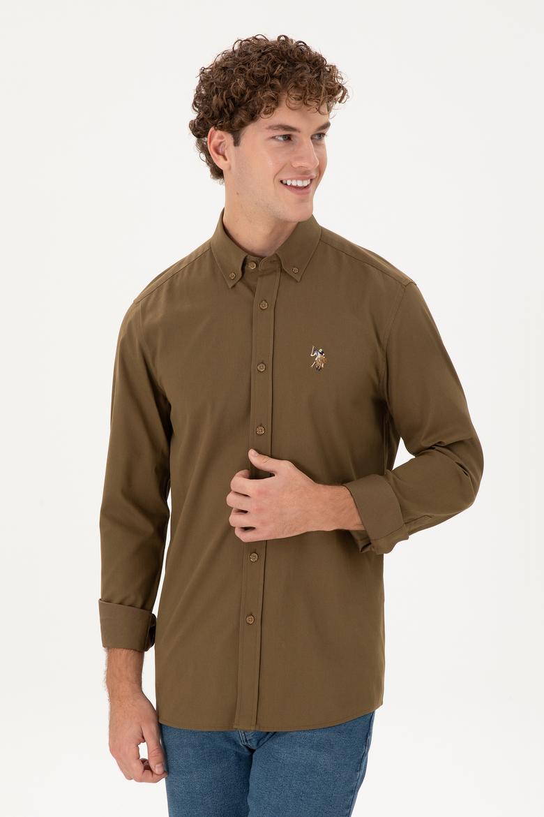 Erkek Haki Uzun Kollu Gömlek